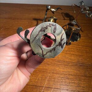 Set Of 3 Scrap Metal Handcrafted Vintage Sculptures Golf Violin Skater Mcm